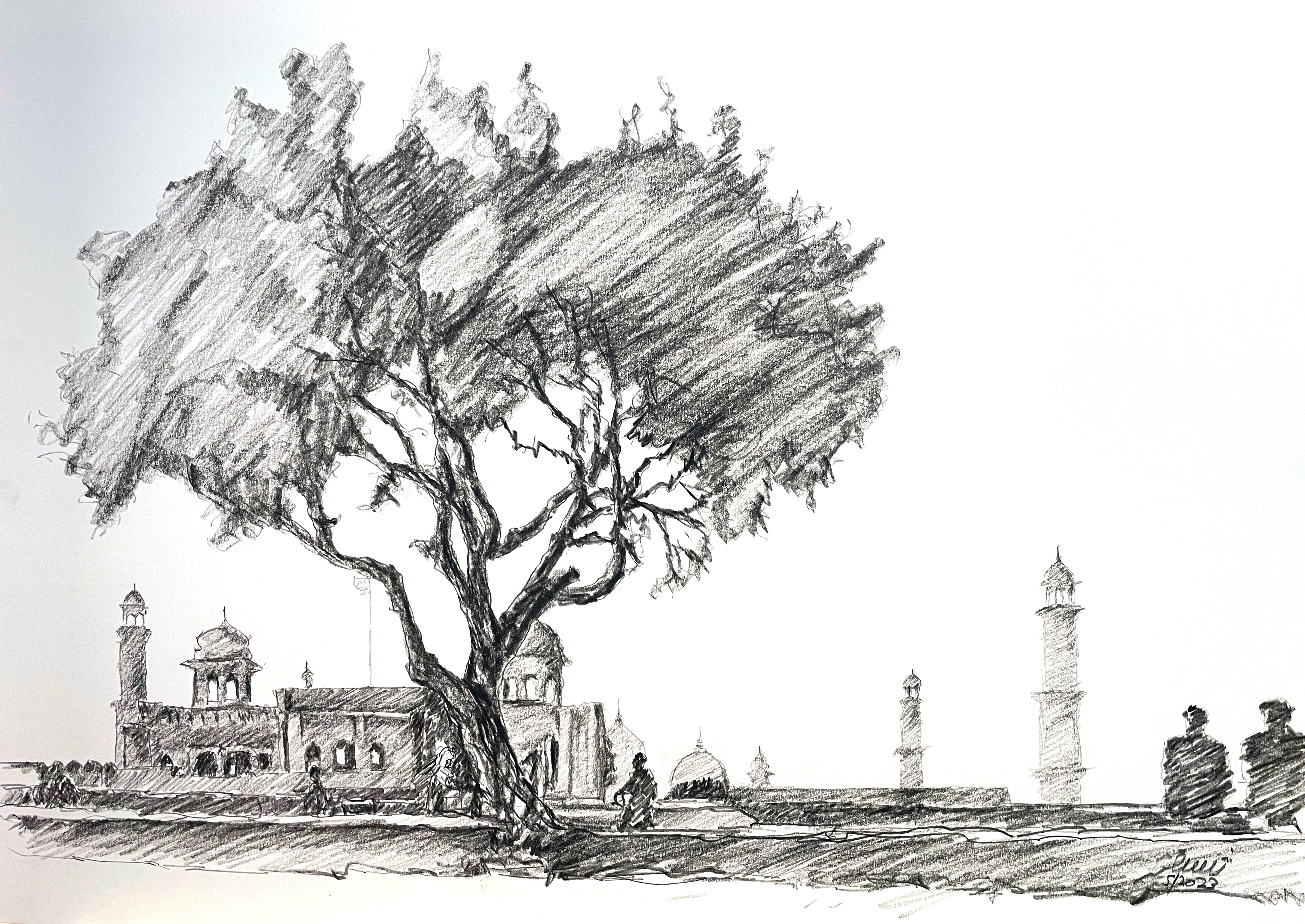 Share 94+ badshahi mosque sketch